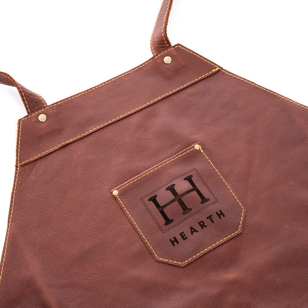 HEARTH Brown Leather Full Size Apron