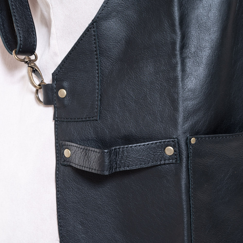 HEARTH Black Leather Full Size Apron