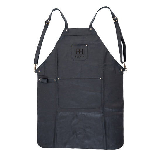 HEARTH Black Leather Full Size Apron